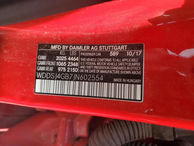 WDDSJ4GB7JN602554 - 2018 MERCEDES-BENZ CLA 250 4MATIC RED photo 12