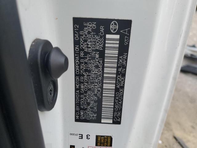 JTKJF5C74C3044541 - 2012 TOYOTA SCION TC 白色 照片 12