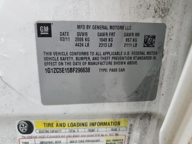 1G1ZC5E15BF296638 - 2011 CHEVROLET MALIBU 1LT WHITE photo 12