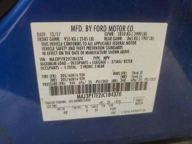 MAJ3P1TE2JC184370 - 2018 FORD ECOSPORT SE Көк фото 13