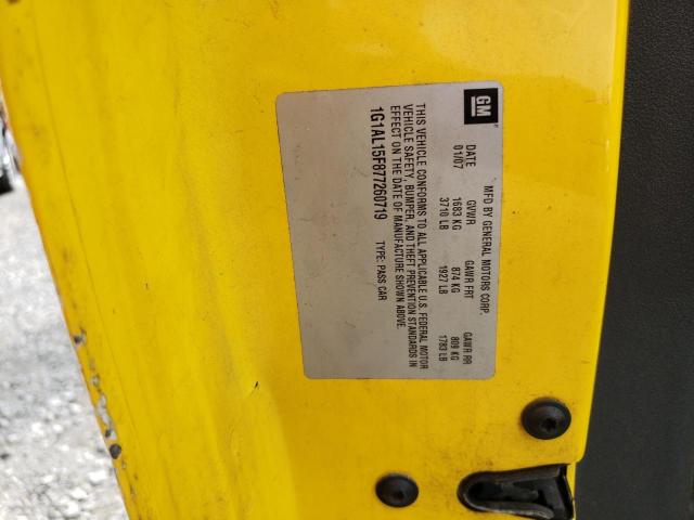 1G1AL15F877260719 - 2007 CHEVROLET COBALT LT YELLOW photo 12