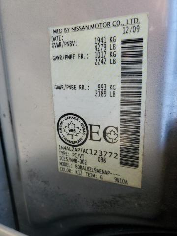 1N4AL2AP7AC123772 - 2010 NISSAN ALTIMA BASE SILVER photo 12