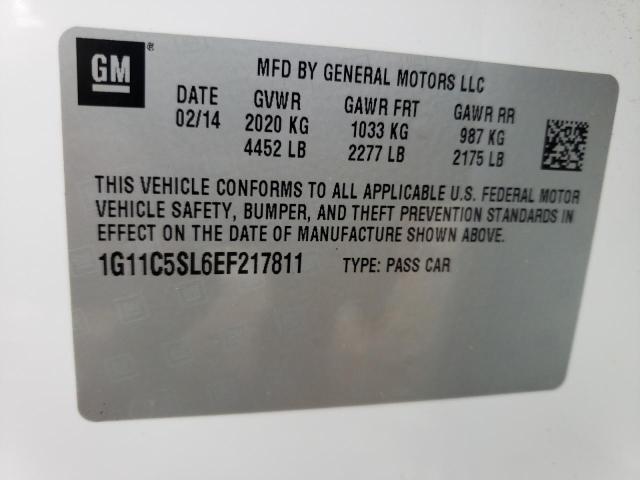 1G11C5SL6EF217811 - 2014 CHEVROLET MALIBU 1LT თეთრი ფოტო 12