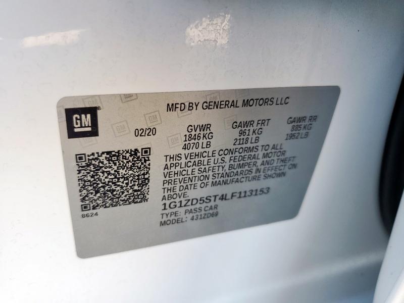 1G1ZD5ST4LF113153 - 2020 CHEVROLET MALIBU LT WHITE photo 12