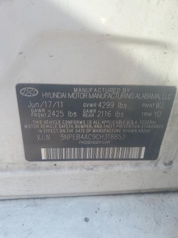 5NPEB4AC9CH318853 - 2012 HYUNDAI SONATA GLS WHITE photo 12