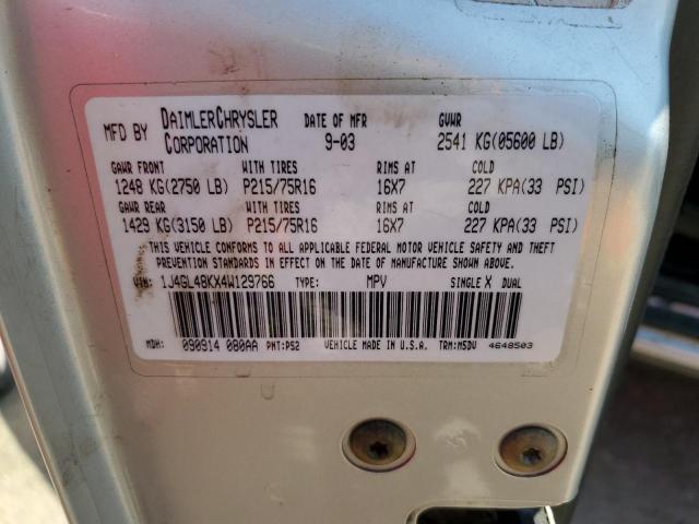 1J4GL48KX4W129766 - 2004 JEEP LIBERTY SPORT 银色 照片 14