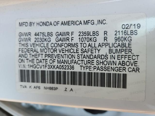 1HGCV1F3XKA052336 - 2019 HONDA ACCORD SPORT Ağ foto 12