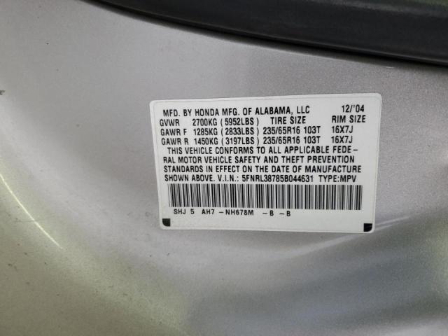 5FNRL38785B044631 - 2005 HONDA ODYSSEY EXL SILVER photo 13