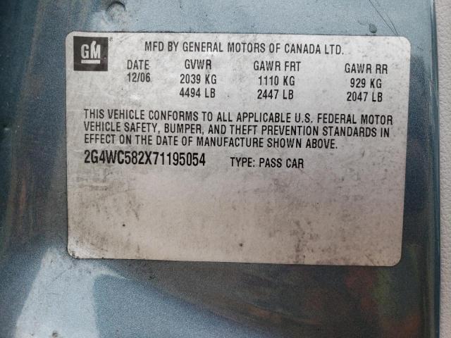 2G4WC582X71195054 - 2007 BUICK LACROSSE CX TEAL photo 12