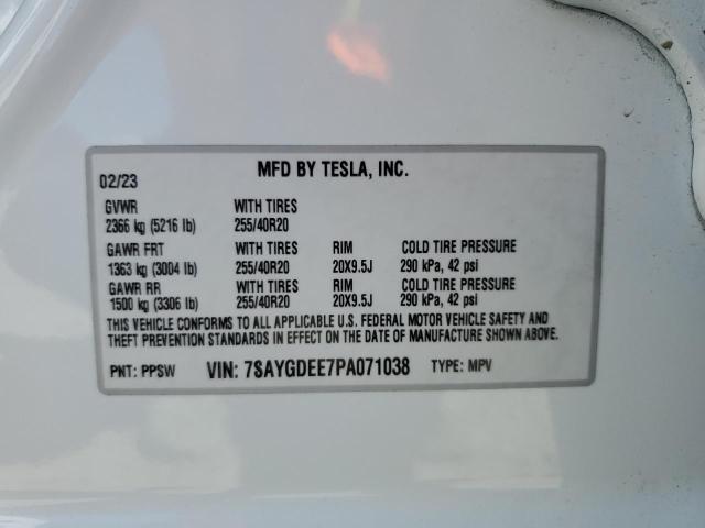 7SAYGDEE7PA071038 - 2023 TESLA MODEL Y WHITE photo 14