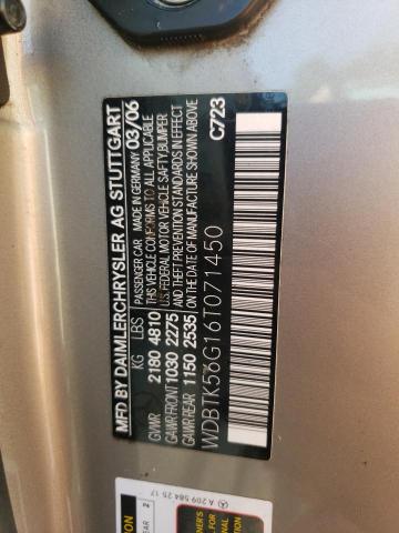 WDBTK56G16T071450 - 2006 MERCEDES-BENZ CLK 350 BEIGE photo 12