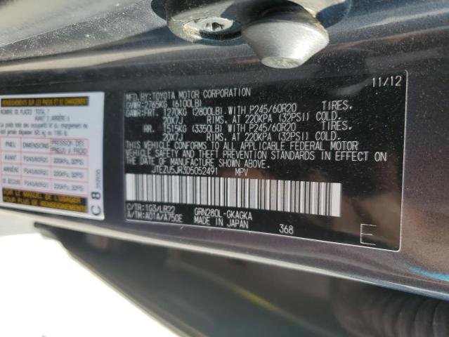 JTEZU5JR3D5052491 - 2013 TOYOTA 4RUNNER SR5 GRAY photo 13