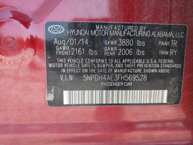 5NPDH4AE3FH569528 - 2015 HYUNDAI ELANTRA SE MAROON photo 12