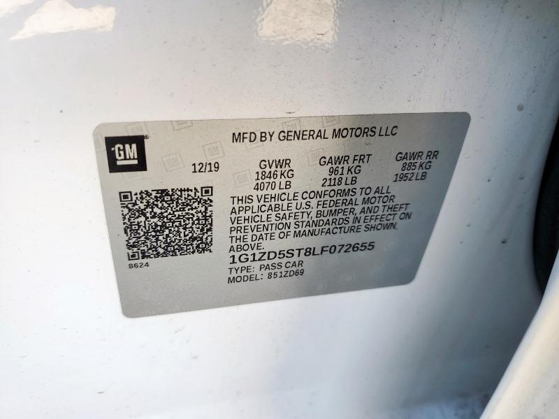 1G1ZD5ST8LF072655 - 2020 CHEVROLET MALIBU LT WHITE photo 13