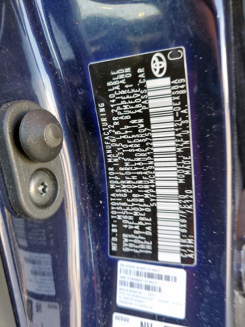 5YFP4MCE9NP122757 - 2022 TOYOTA COROLLA SE BLUE photo 12