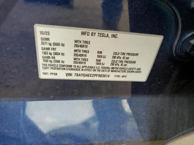 7SAYGAEE2PF903614 - 2023 TESLA MODEL Y أزرق صورة 13