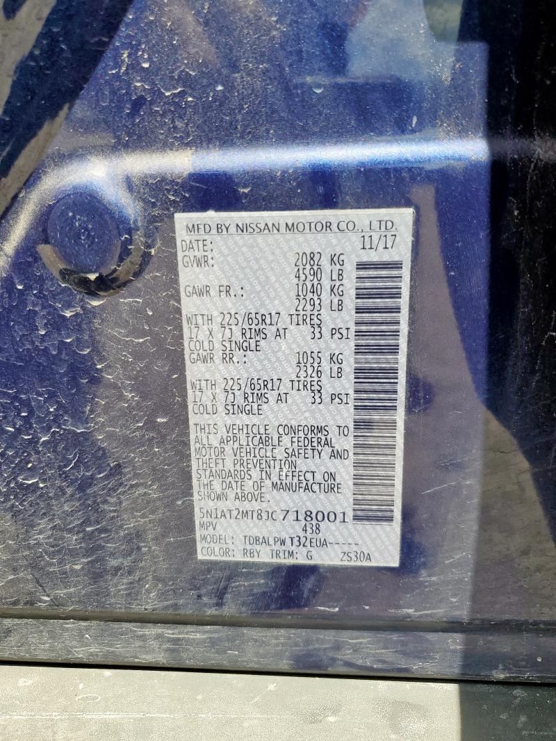 5N1AT2MT8JC718001 - 2018 NISSAN ROGUE S BLUE photo 14