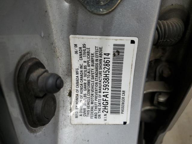 2HGFA15938H528614 - 2008 HONDA CIVIC EXL 银色 照片 12
