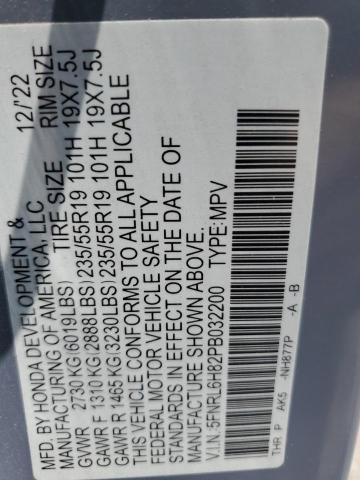 5FNRL6H82PB032200 - 2023 HONDA ODYSSEY TOURING BLUE photo 13