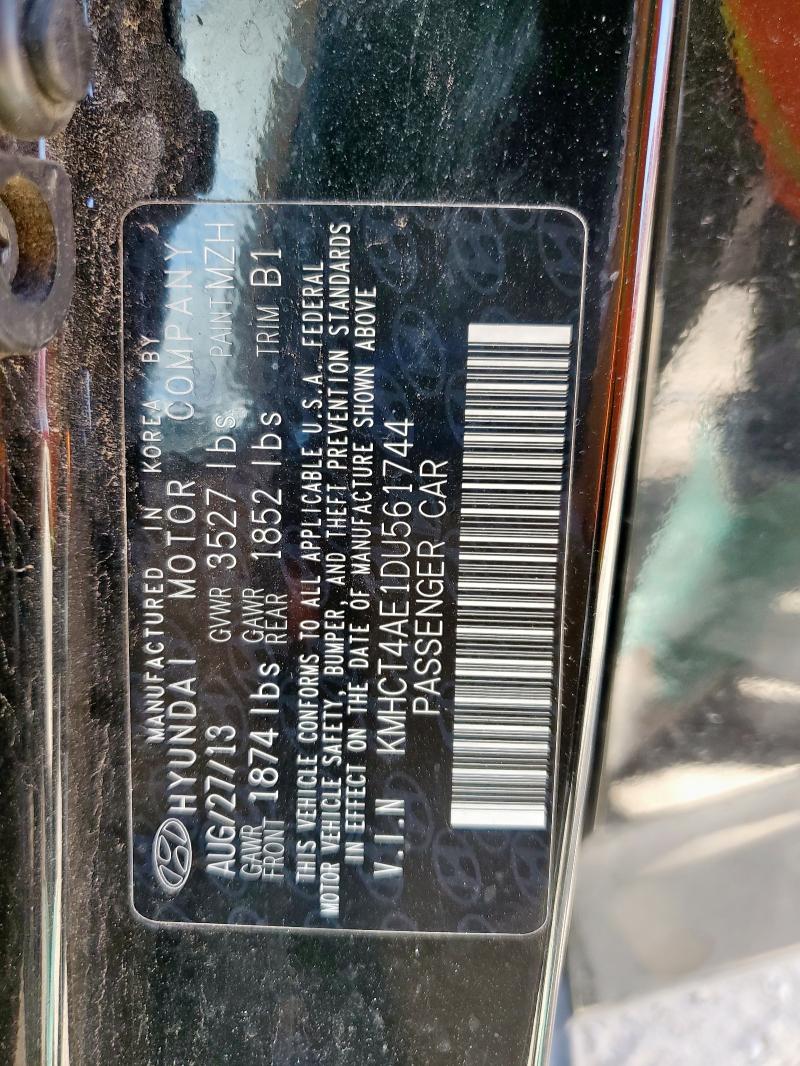 KMHCT4AE1DU561744 - 2013 HYUNDAI ACCENT GLS BLACK photo 12