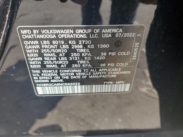1V2BR2CA8NC562022 - 2022 VOLKSWAGEN ATLAS SEL BLACK photo 13