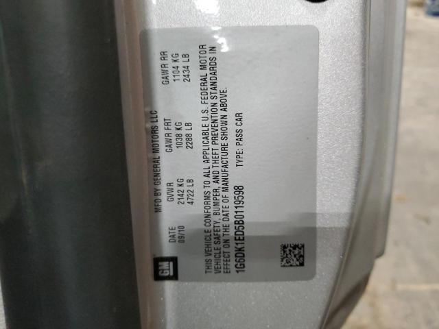 1G6DK1ED5B0119598 - 2011 CADILLAC CTS PERFORMANCE COLLECTION Серебристый фото 12