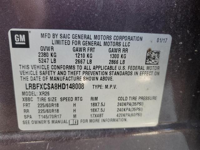 LRBFXCSA8HD148008 - 2017 BUICK ENVISION PREFERRED GRAY photo 13