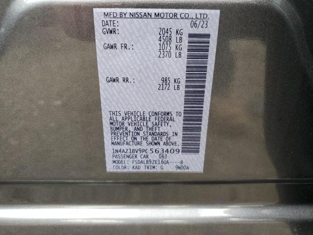 1N4AZ1BV9PC563409 - 2023 NISSAN LEAF S CHARCOAL photo 12