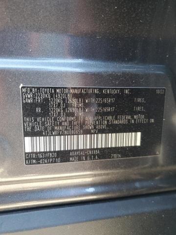 4T3LWRFV7NU080659 - 2022 TOYOTA RAV4 LE GRAY photo 13