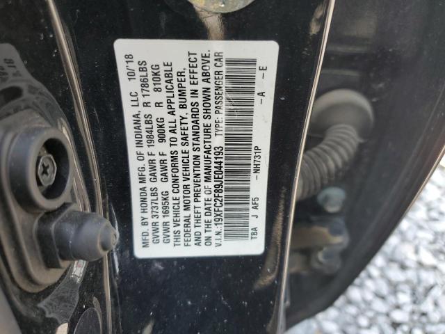 19XFC2F89JE044193 - 2018 HONDA CIVIC EX BLACK photo 12