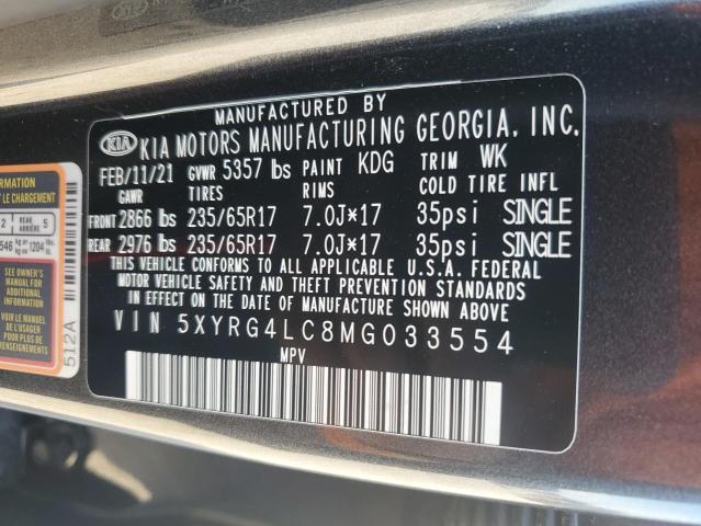 5XYRG4LC8MG033554 - 2021 KIA SORENTO LX GRAY photo 14