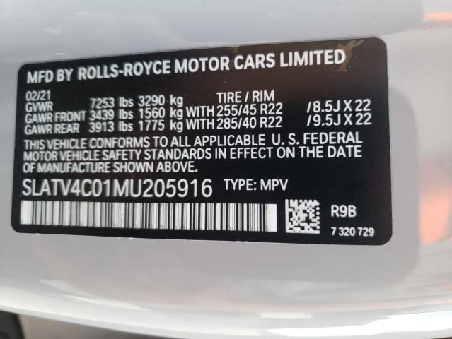 SLATV4C01MU205916 - 2021 ROLLS-ROYCE CULLINAN GRAY photo 10