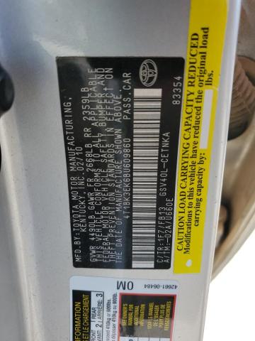 4T1BK3EK6BU609860 - 2011 TOYOTA CAMRY SE 银色 照片 12