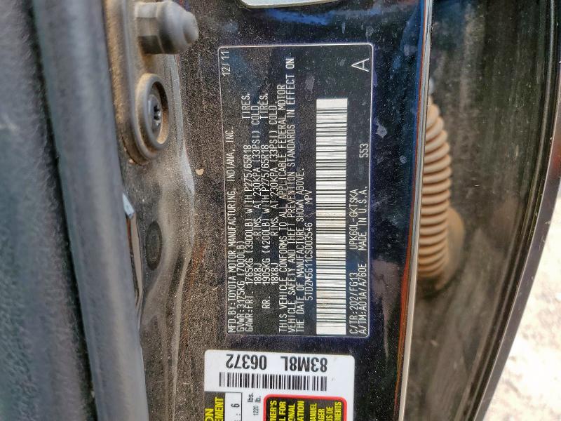 5TDZM5G11CS003546 - 2012 TOYOTA SEQUOIA SR5 BLACK photo 13