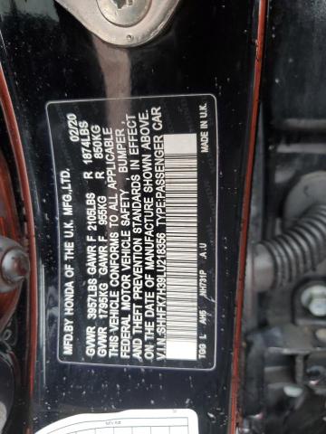 SHHFK7H39LU218356 - 2020 HONDA CIVIC LX BLACK photo 23