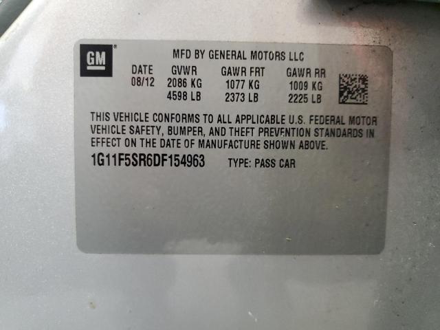 1G11F5SR6DF154963 - 2013 CHEVROLET MALIBU 2LT 灰色 照片 12