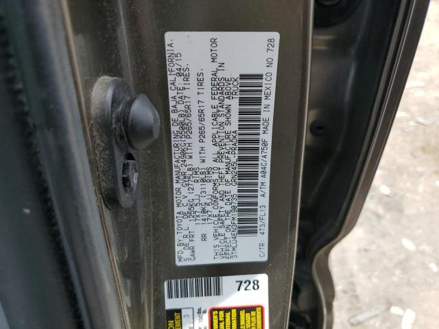 3TMLU4EN3FM190735 - 2015 TOYOTA TACOMA DOUBLE CAB Szary zdjęcie 12