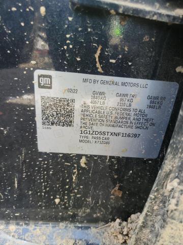 1G1ZD5STXNF116397 - 2022 CHEVROLET MALIBU LT 黑色 照片 12