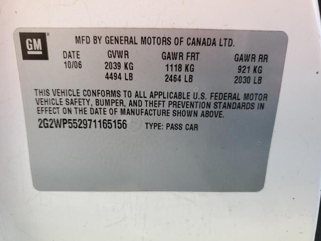 2G2WP552971165156 - 2007 PONTIAC GRAND PRIX WHITE photo 10