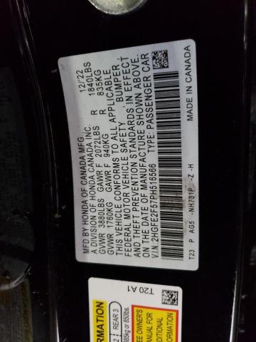 2HGFE2F57PH516566 - 2023 HONDA CIVIC SPORT 黑色 照片 12