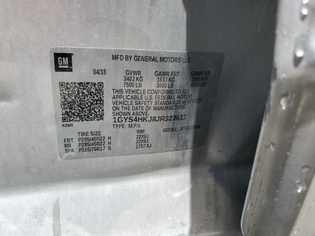 1GYS4HKJ8JR323611 - 2018 CADILLAC ESCALADE ESV LUXURY ვერცხლისფერი ფოტო 13