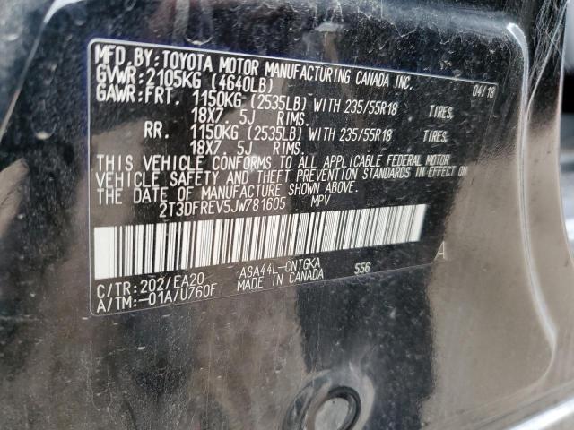 2T3DFREV5JW781605 - 2018 TOYOTA RAV4 LIMITED 黑色 照片 14