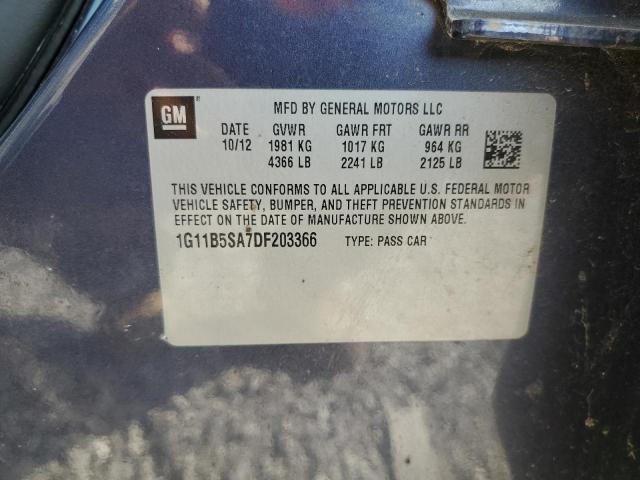 1G11B5SA7DF203366 - 2013 CHEVROLET MALIBU LS 蓝色 照片 12