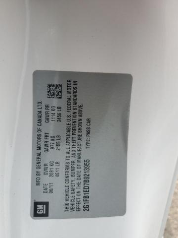 2G1FB1ED7B9213955 - 2011 CHEVROLET CAMARO LT WHITE photo 12