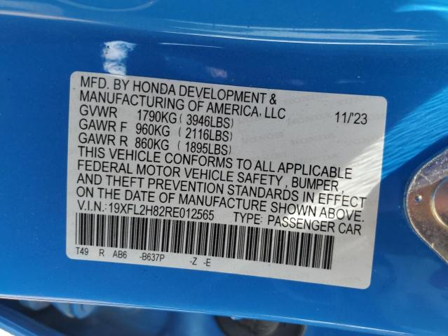 19XFL2H82RE012565 - 2024 HONDA CIVIC SPORT 蓝色 照片 13