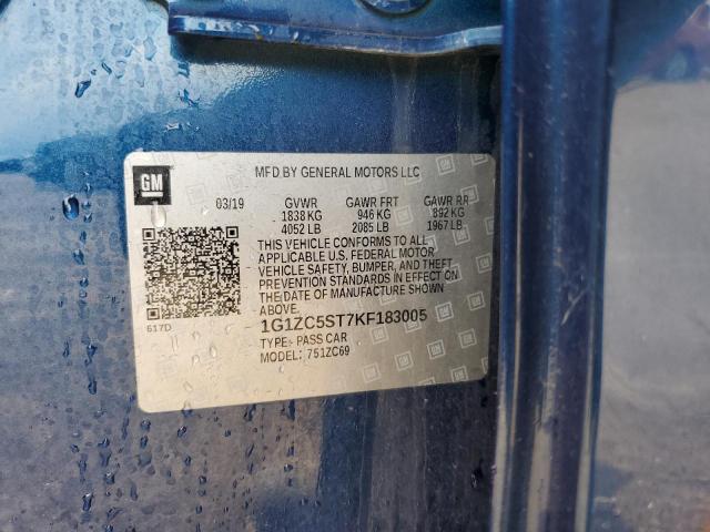 1G1ZC5ST7KF183005 - 2019 CHEVROLET MALIBU LS Niebieski zdjęcie 12