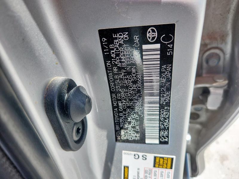 JTDEPRAE7LJ086681 - 2020 TOYOTA COROLLA LE 银色 照片 12