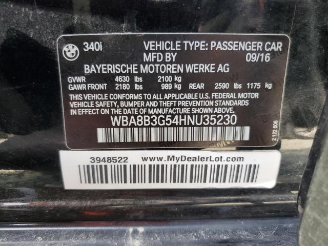 WBA8B3G54HNU35230 - 2017 BMW 340 I BLACK photo 12