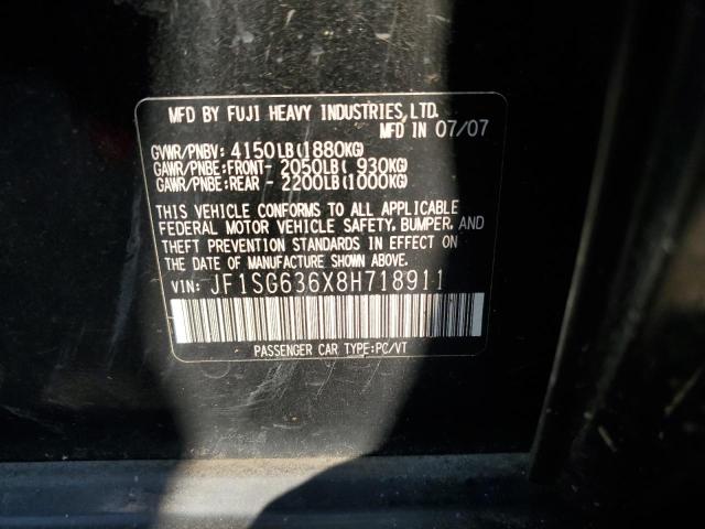 JF1SG636X8H718911 - 2008 SUBARU FORESTER 2.5X 黑色 照片 13