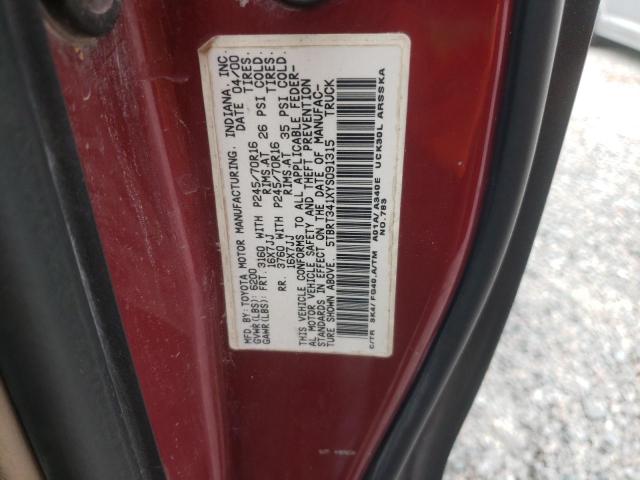 5TBRT341XYS091315 - 2000 TOYOTA TUNDRA ACCESS CAB 黑色 照片 12